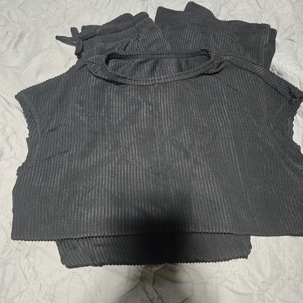Women's Black Ribbed 2 Peice Set